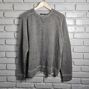 Impermeable Platinum Mens Lambswool Blend Crewneck Sweater Green L Grunge NWT